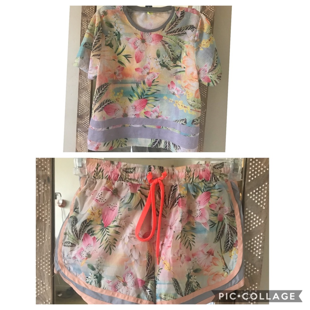 Farm rio printed set or shorts and mesh top
